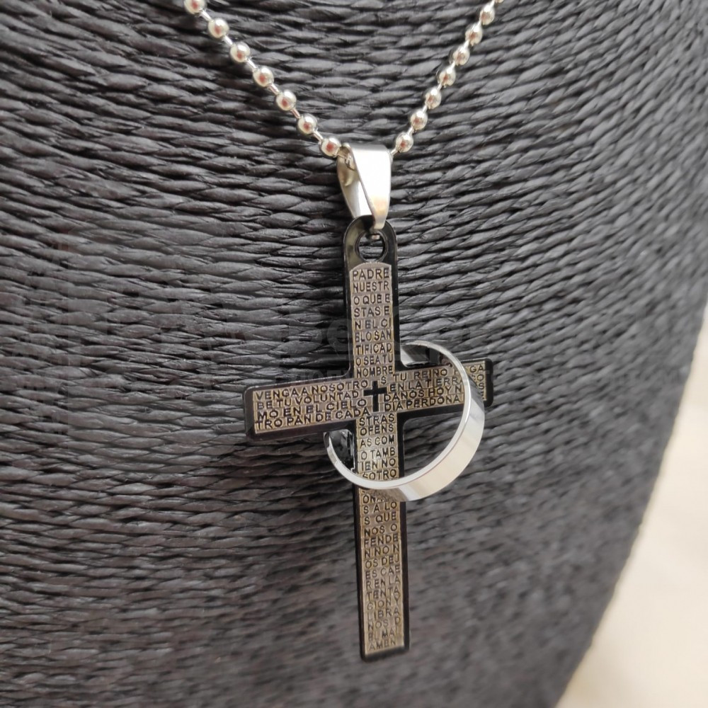Кулон-подвеска Крест с кольцом на цепочке Черный - фото 10 - id-p181596547