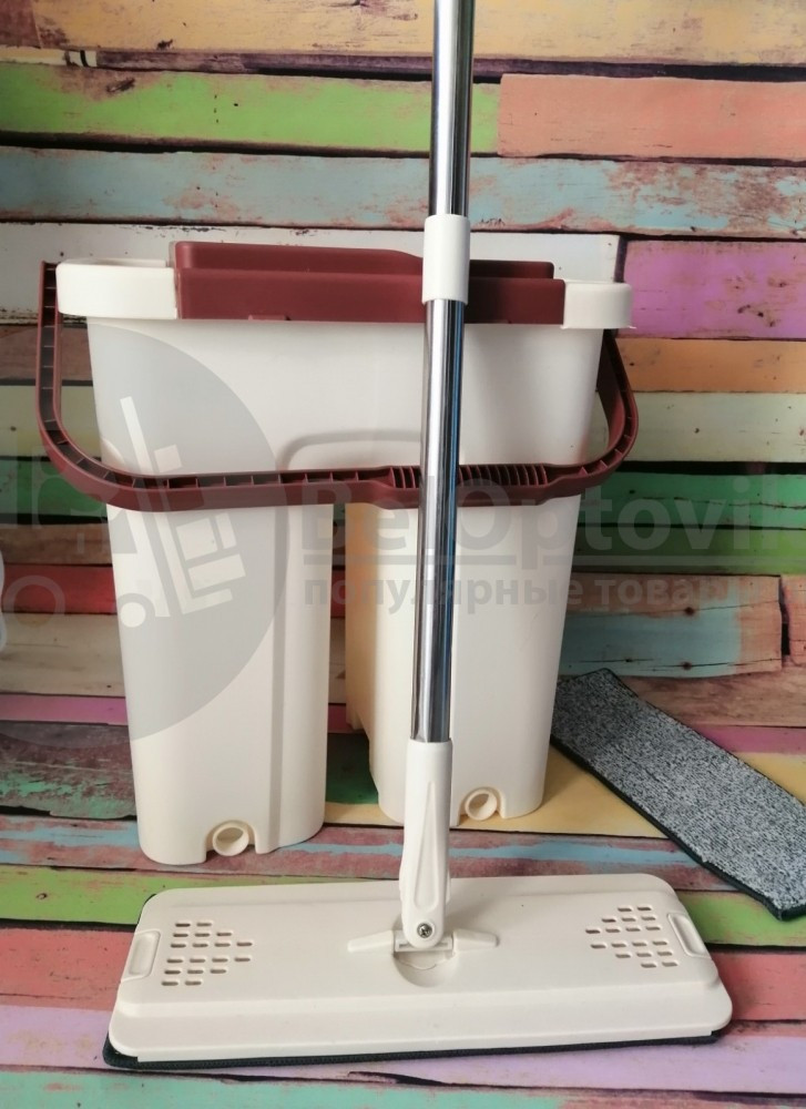 Швабра с ведром 12 л. и автоматическим отжимом - комплект для уборки Триумф Pro Max Flat Mop Self Wash Чистые - фото 2 - id-p181588852
