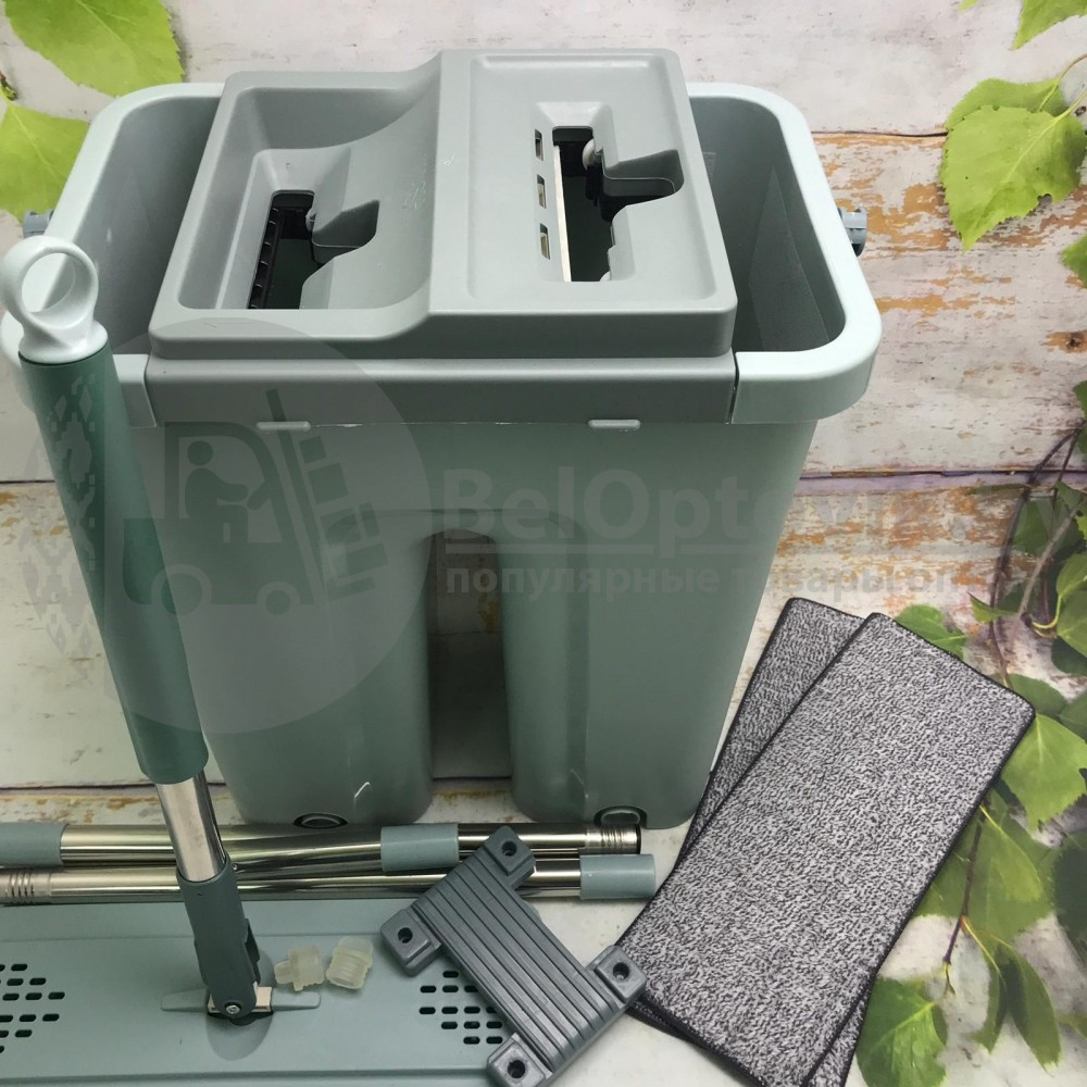 Швабра с ведром 12 л. и автоматическим отжимом - комплект для уборки Триумф Pro Max Flat Mop Self Wash Чистые - фото 5 - id-p181588852
