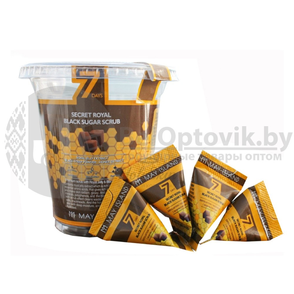 Скраб для лица с экстрактом черного сахара и меда May Island 7 Days Secret Royal Black Sugar Scrub, 5 g - фото 7 - id-p181586861