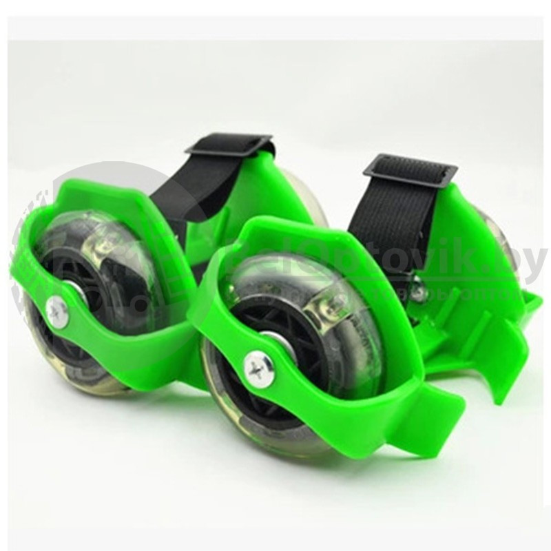 Ролики на обувь светящиеся (ролики на пятку) с подсветкой колес Small Whirlwind Pulley (безразмерные) Зеленые - фото 6 - id-p181594379