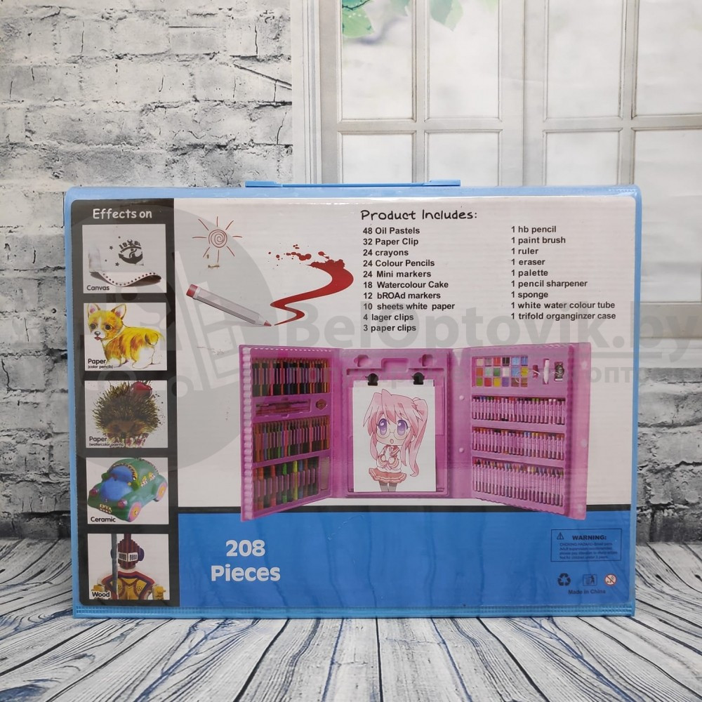 Набор для рисования (творчества) в чемоданчике The Best Gift For Kids с мольбертом, 176 предметов Розовый - фото 8 - id-p181594415