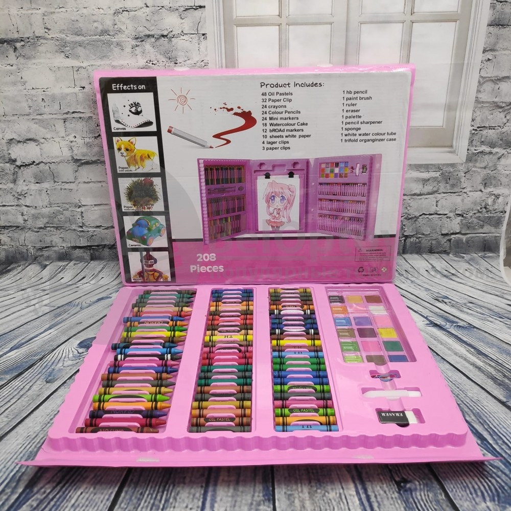 Набор для рисования (творчества) в чемоданчике The Best Gift For Kids с мольбертом, 176 предметов Розовый - фото 10 - id-p181594415