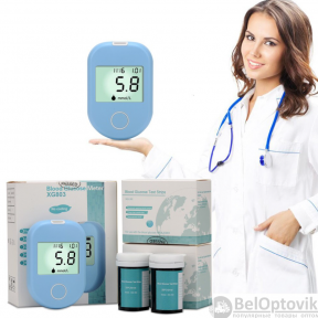 Глюкометр Blood Glucose Meter XG803 (для измерения уровня глюкозы в крови 50 ланцетов 50 тест-полосок) - фото 1 - id-p181586900