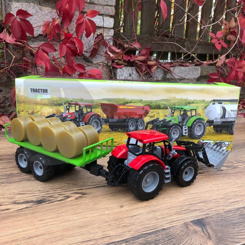 Модель трактора: Трактор уборочный с ковшом и стогами сена 1:32 Qunxing Toys 550-35A - фото 3 - id-p181591046