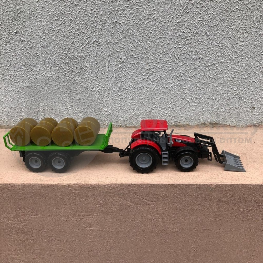 Модель трактора: Трактор уборочный с ковшом и стогами сена 1:32 Qunxing Toys 550-35A - фото 10 - id-p181591046