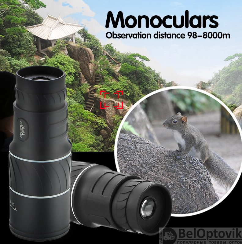 Монокуляр (монокль) Bushnell 16x52, 16 кратный зум, 8000 м, двойной фокус - фото 10 - id-p181595717