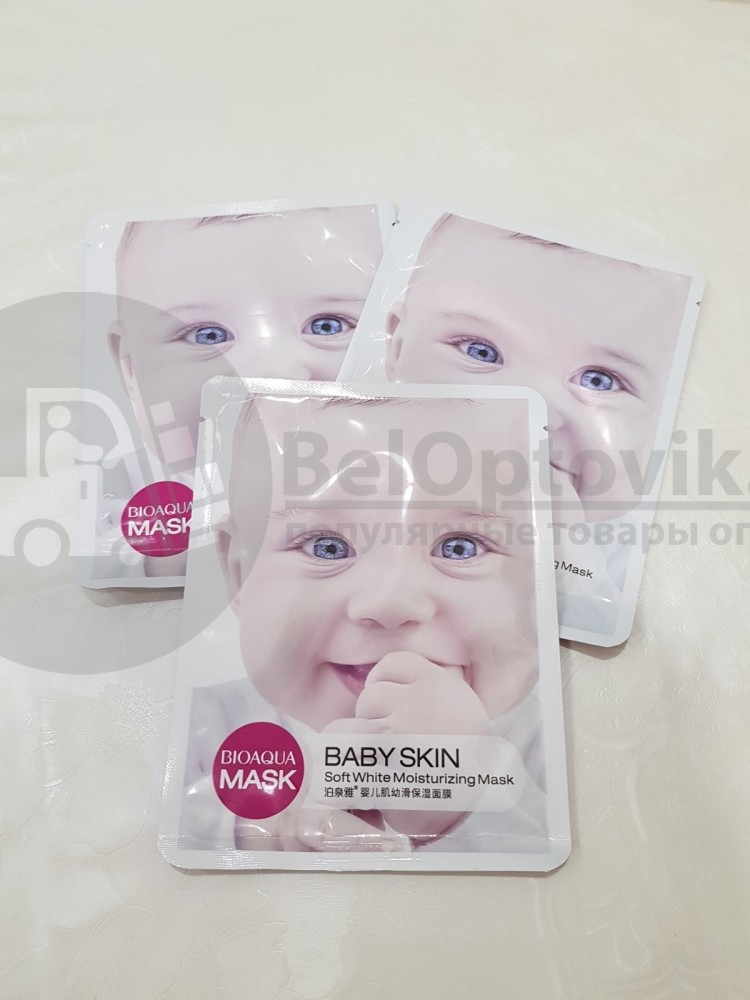 Тканевая освежающая маска для упругости кожи с коллагеном BioAqua Baby Skin Soft White Moisturizing Mask, 30 - фото 3 - id-p181593206