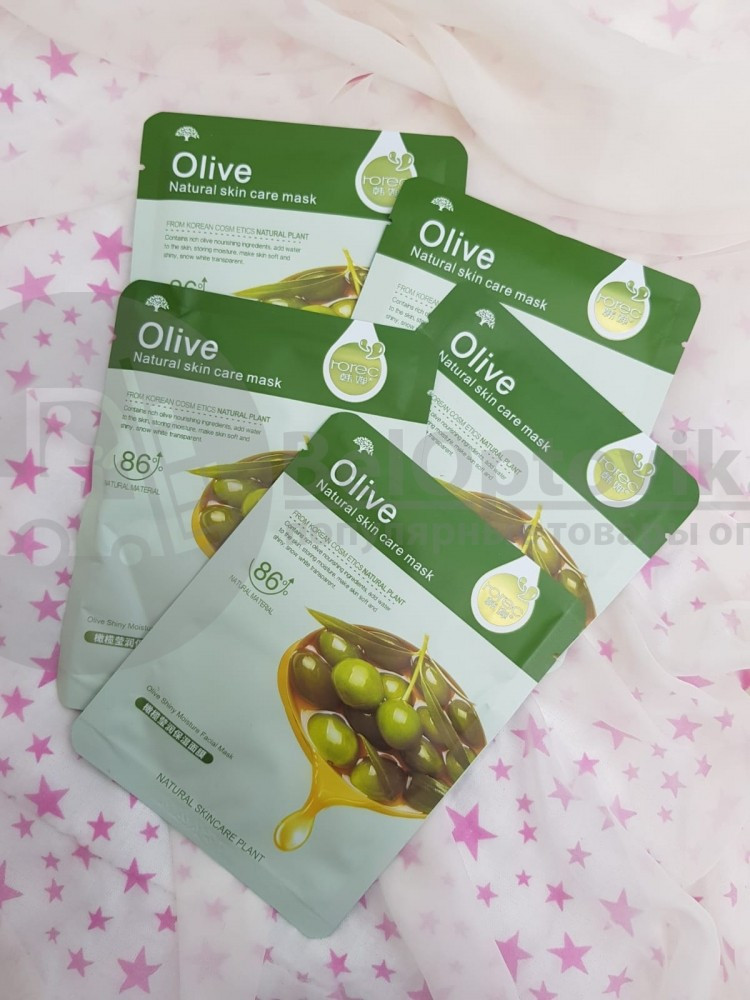 Тканевая маска для лица ROREC серии Natural Skin Care Mask Bioaqua, 30 гр ROREC Olive Natural Skin Care Mask - фото 2 - id-p181593207