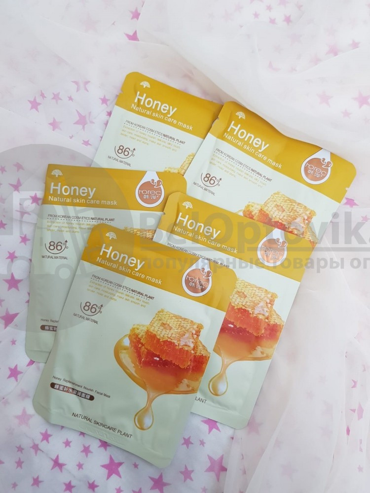 Тканевая маска для лица ROREC серии Natural Skin Care Mask Bioaqua, 30 гр ROREC Honey Natural Skin Care Mask - фото 6 - id-p181593211