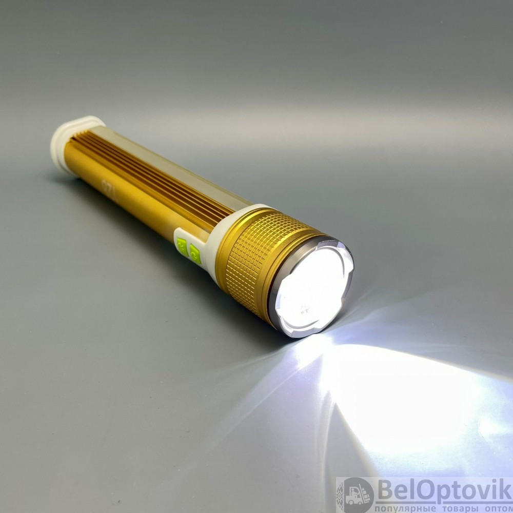 Ручной аккумуляторный фонарь Rotating Zoom Flashlight 128 LED боковая световая СОВ панель функционал Power - фото 5 - id-p181586999