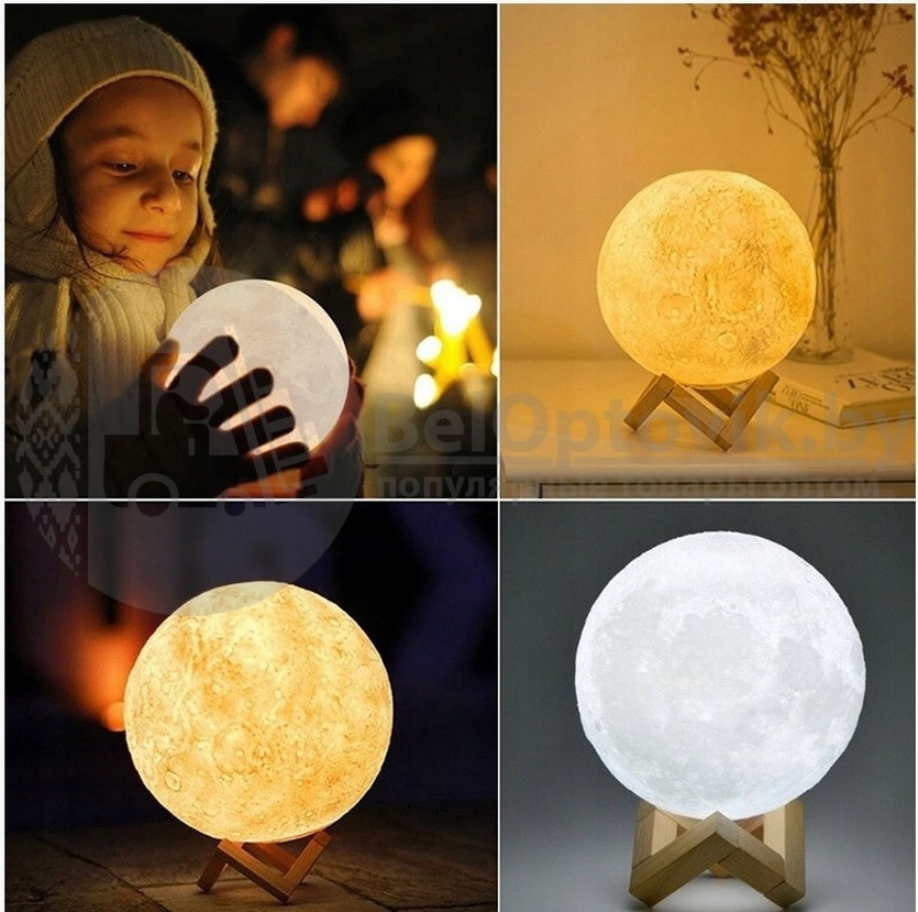 Лампа-ночник реалистичная объемная Moon Lamp Луна, d 15 см - фото 6 - id-p181594549