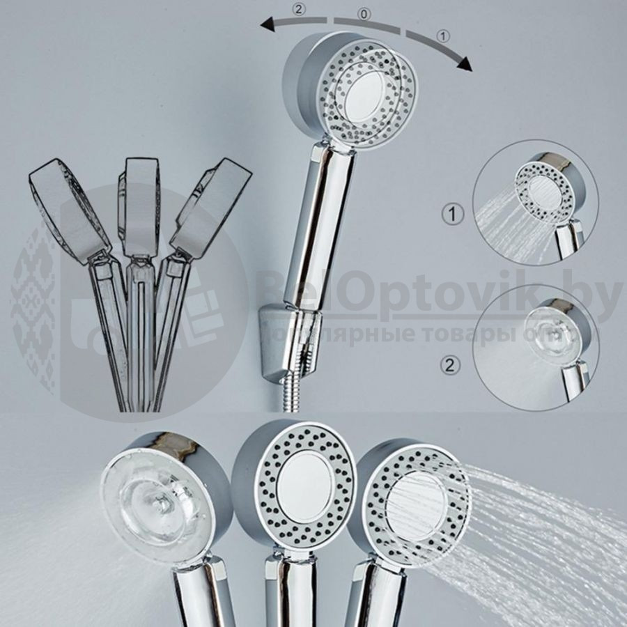 Двусторонняя душевая лейка (насадка для душа) Multifunctional Faucet c отсеком для геля или шампуня, 3 режима - фото 4 - id-p181591114