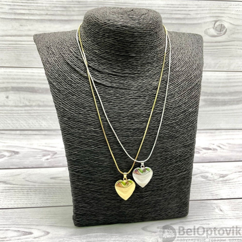 Бижутерия кулон - тайник Сердце на цепочке, 2 см Цвет под золото - фото 2 - id-p181586074