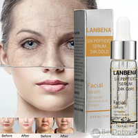 Уценка Антивозрастные коктейли для регенерации кожи лица и декольте Lanbena, 15ml Six peptides serum 24K Gold