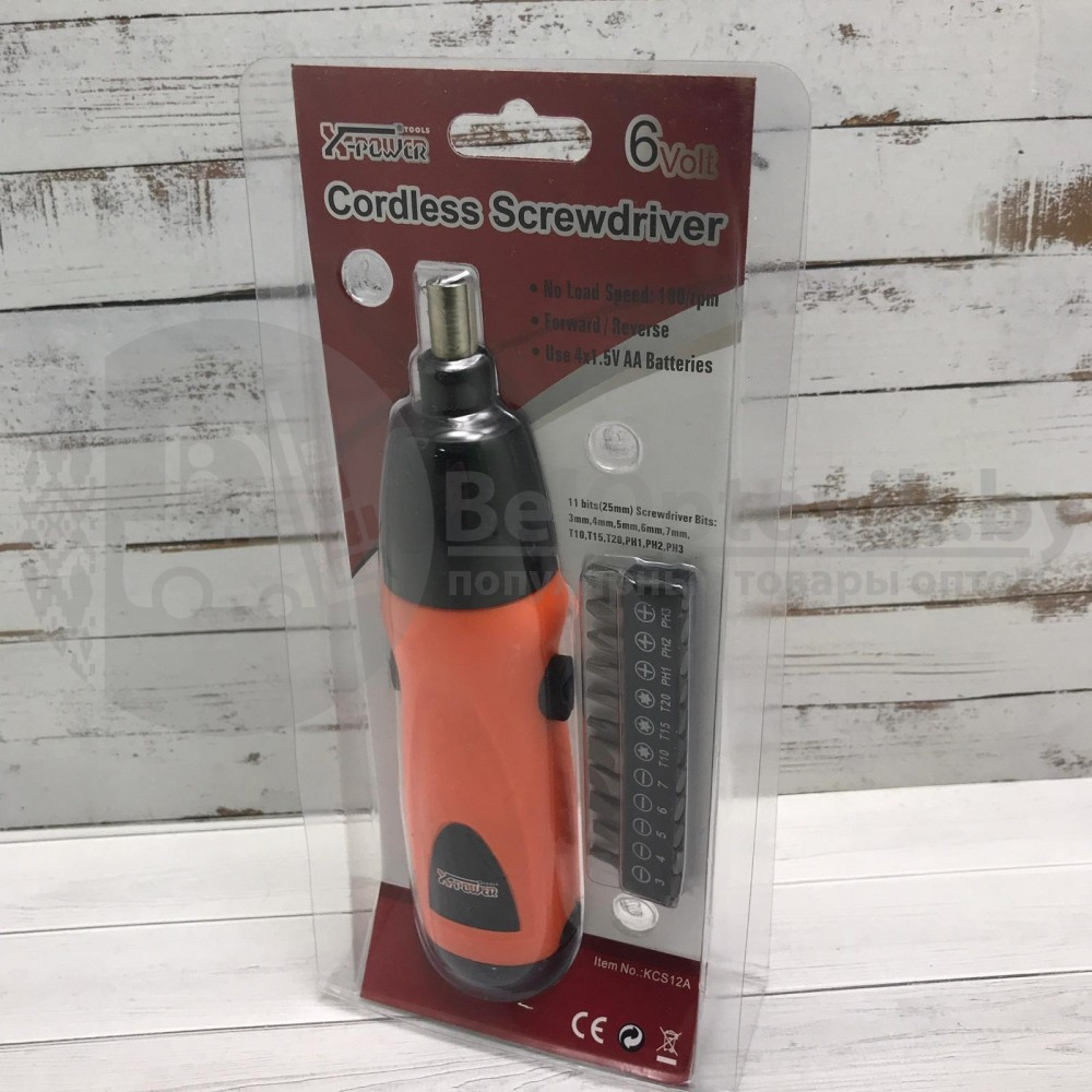 Электрическая отвертка на батарейках X-Power Cordless Screwdriver с набором бит KCS12A - фото 9 - id-p181593361