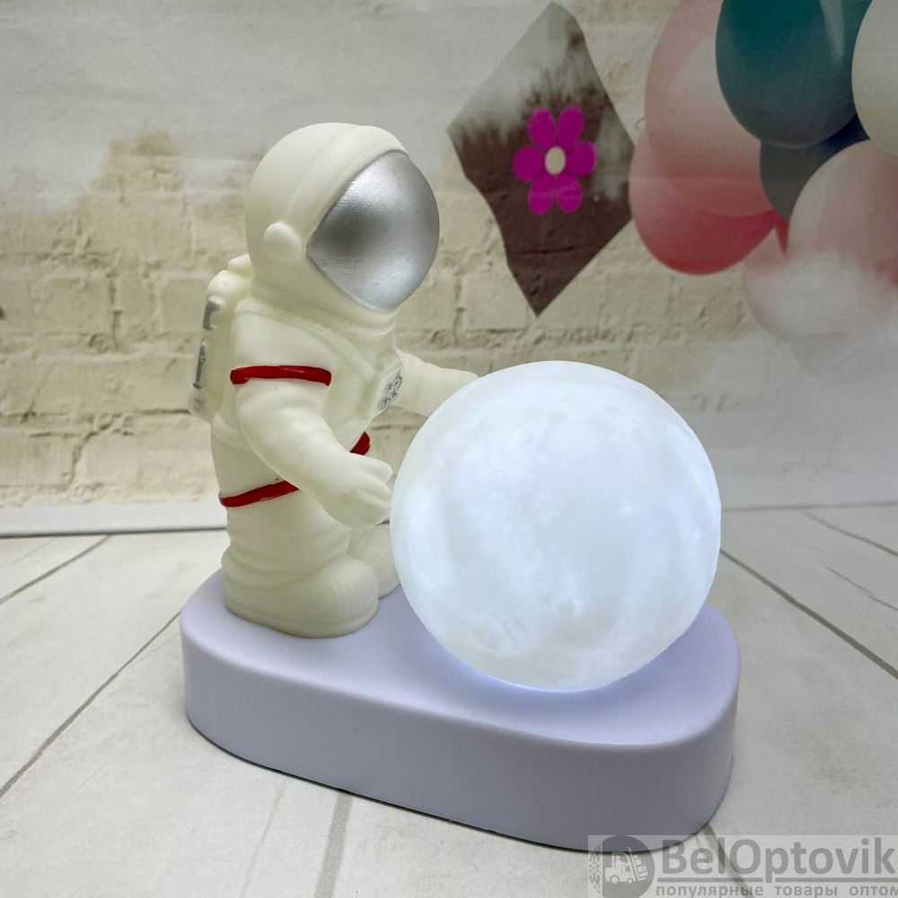 Светильник ночник Астронавт с луной Белое свечение - фото 5 - id-p181586138