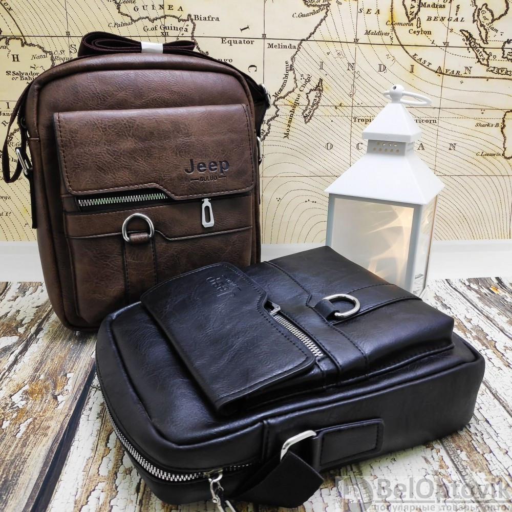 NEW Мужская сумка мессенджер Jeep Buluo Светло-коричневый (плечевой ремень) - фото 8 - id-p181593383