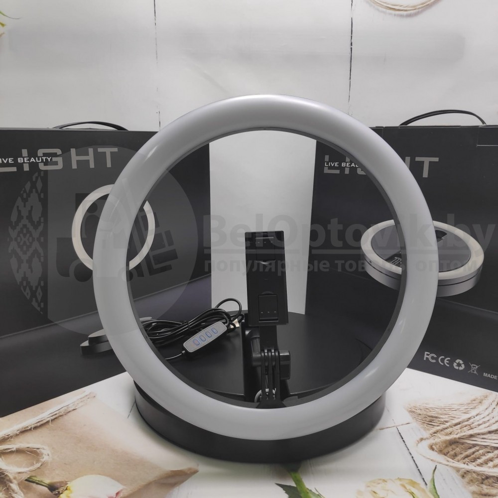 Кольцевая складная лампа на штативе, диаметр 29 см. Селфи кольцо Live Beauty Y2 LED 160, пульт управления, 3 - фото 10 - id-p181591231