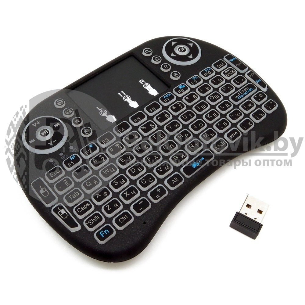 Беспроводная USB клавиатура джойстик с тачпадом для TV Mini Keyboard (клавиатура на русском и английском - фото 9 - id-p181593435