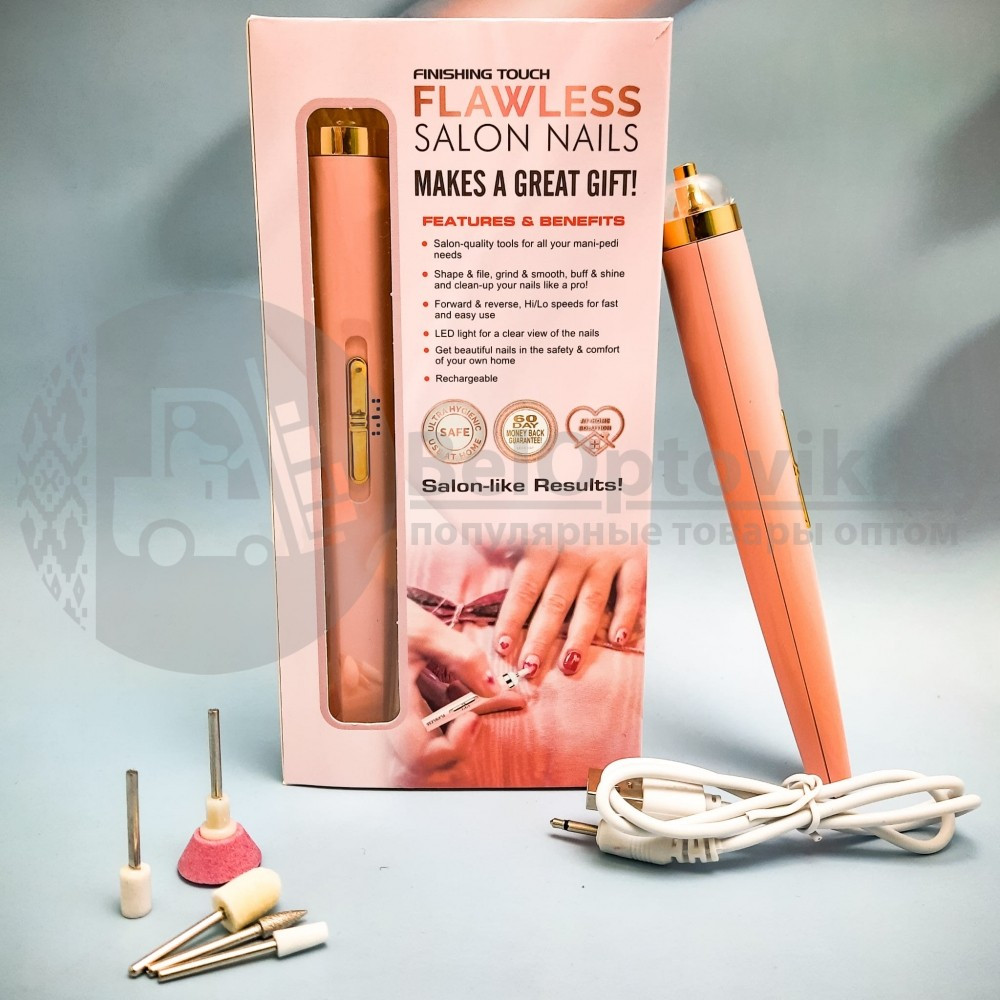 Портативный маникюрно-педикюрный набор Flawless Salon Nails (5 насадок) - фото 3 - id-p181587172