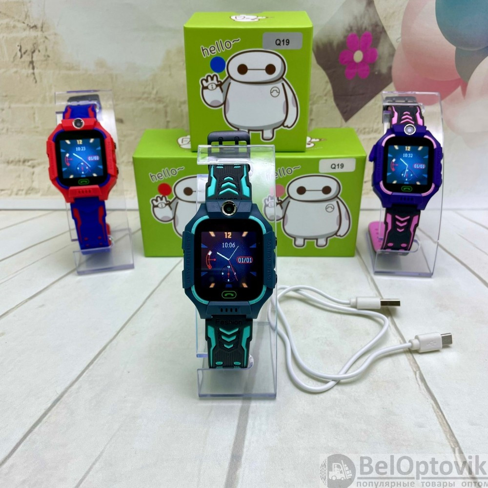 Детские умные часы Smart Baby Watch Q19 Фиолетовые с черным ремешком - фото 3 - id-p181586232
