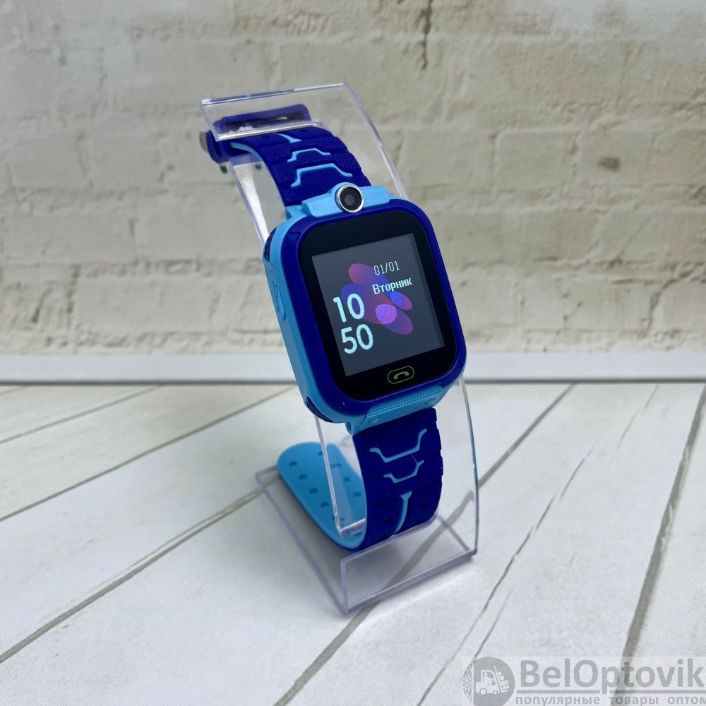Детские умные часы Smart Baby Watch с gps Q12 Голубые с фиолетовым - фото 8 - id-p181586235