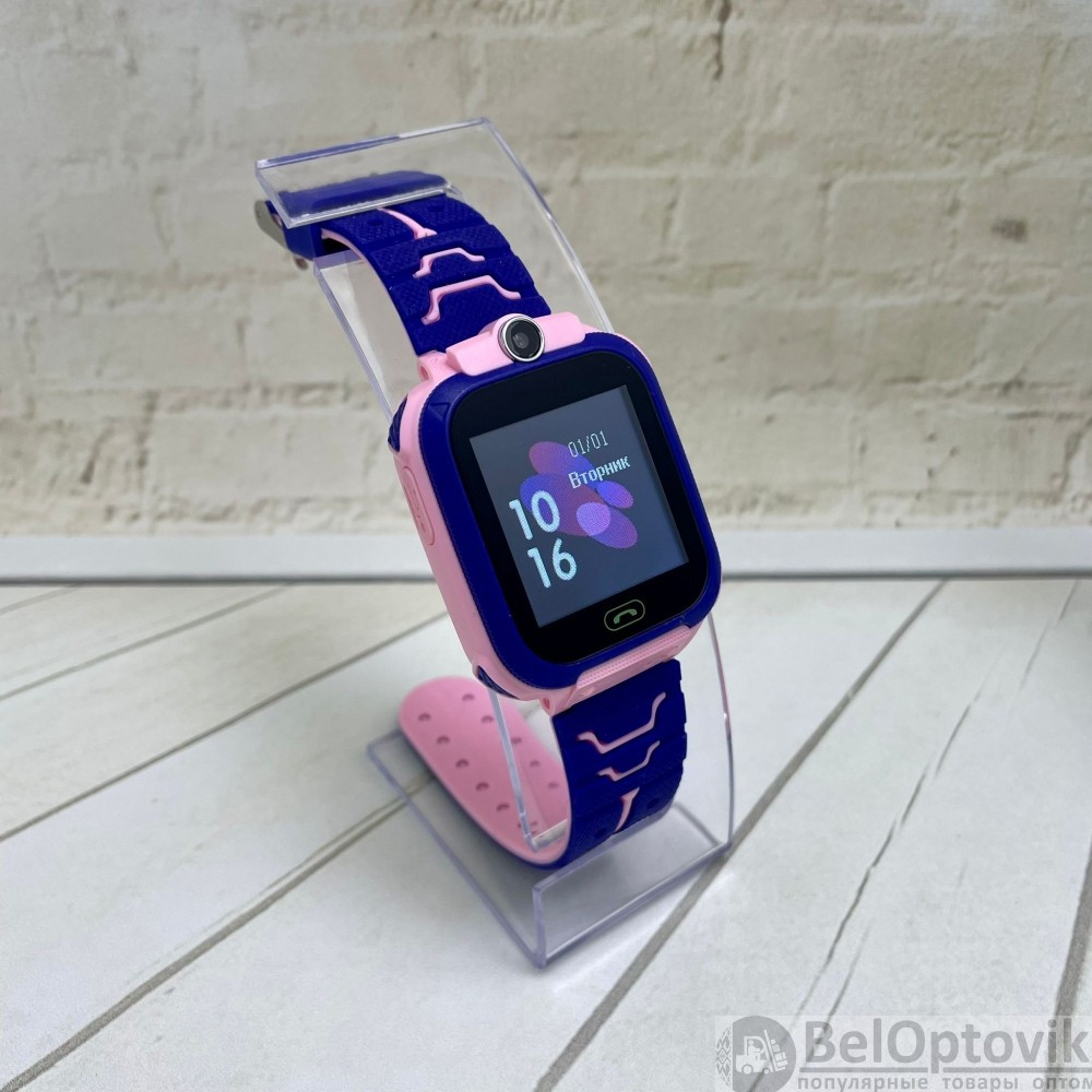 Детские умные часы Smart Baby Watch с gps Q12 Голубые с фиолетовым - фото 9 - id-p181586235
