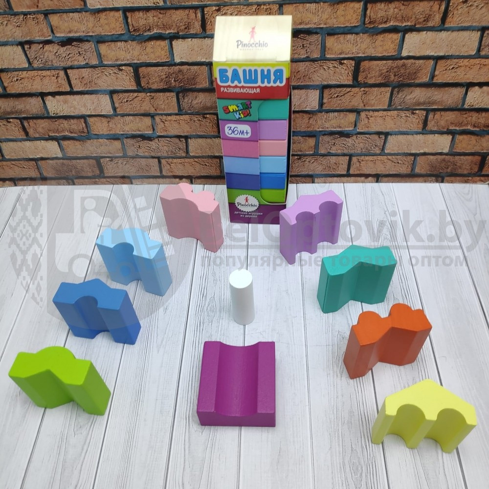 Развивающая пирамидка - головоломка Smart Kid Башня (10 деталей). Экологически чистое дерево 3 - фото 6 - id-p181589218