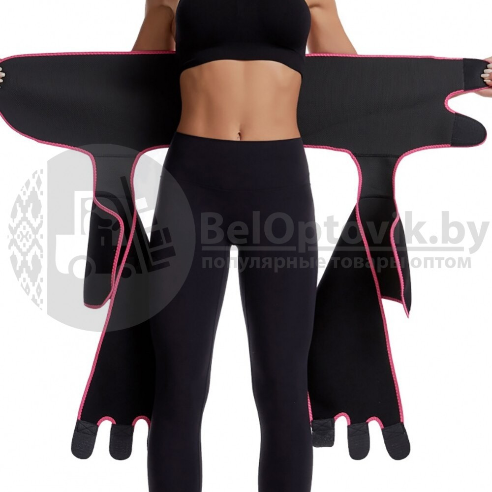 Женский утягивающий костюм из неопрена Waist Band костюм (Фитнес боди для похудения) L/Xl Черный с розовым - фото 10