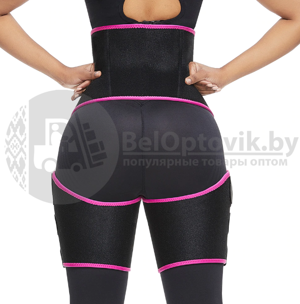 Женский утягивающий костюм из неопрена Waist Band костюм (Фитнес боди для похудения) S/M Черный с розовым - фото 6 - id-p181591324