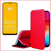 Чехол-книга + защитное стекло 9d для Samsung Galaxy A02s (красный) SM-A025
