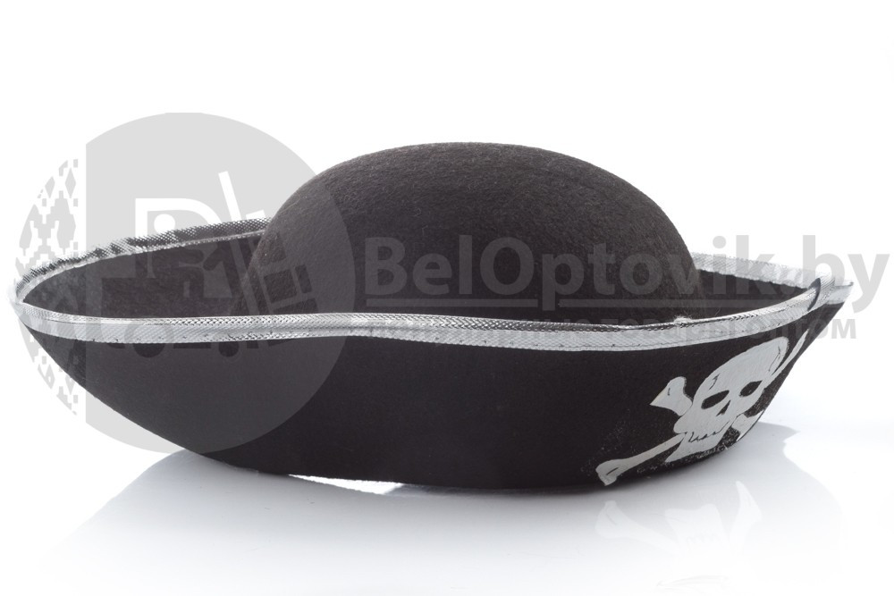 Шляпа пирата Детский размер (о/г 54-56 см). Окантовка серебро - фото 2 - id-p181589275