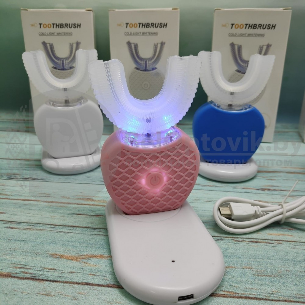 Ультразвуковая электрическая отбеливающая зубная щетка Toothbrush Cold Light Whitening Синий - фото 9 - id-p181589292