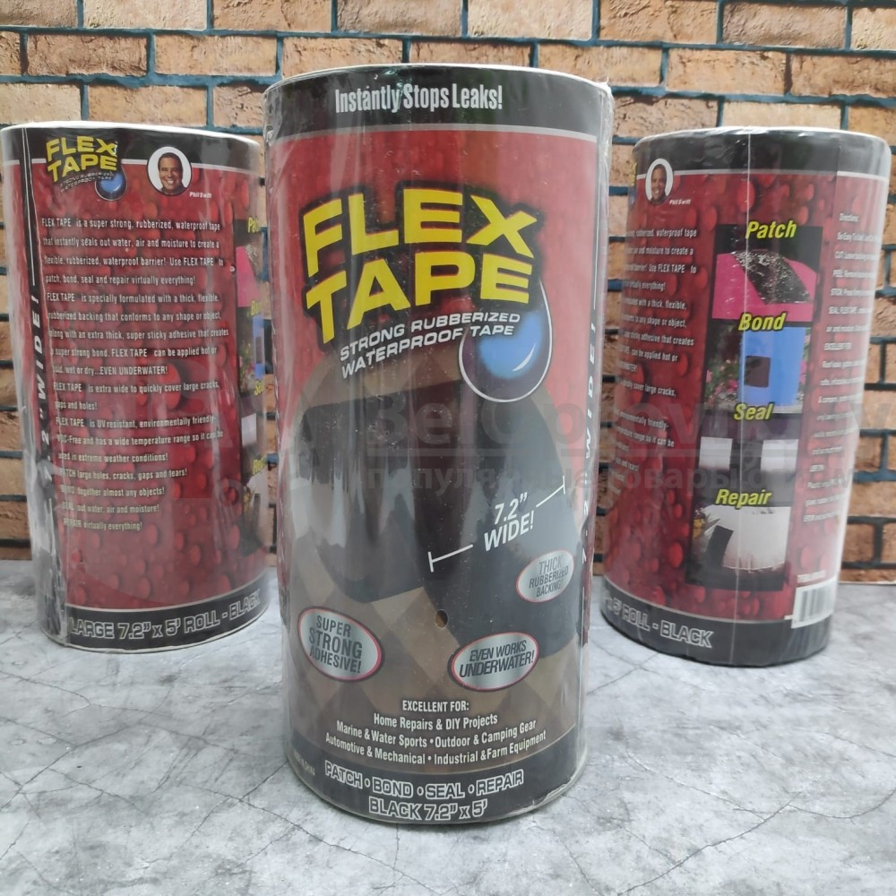 Изолента Супер Фикс водонепроницаемая, суперклейкая (средняя) Flex Tape Флекс тайп XL 18.00 х 150 см (7,2-8 - фото 2 - id-p181593595