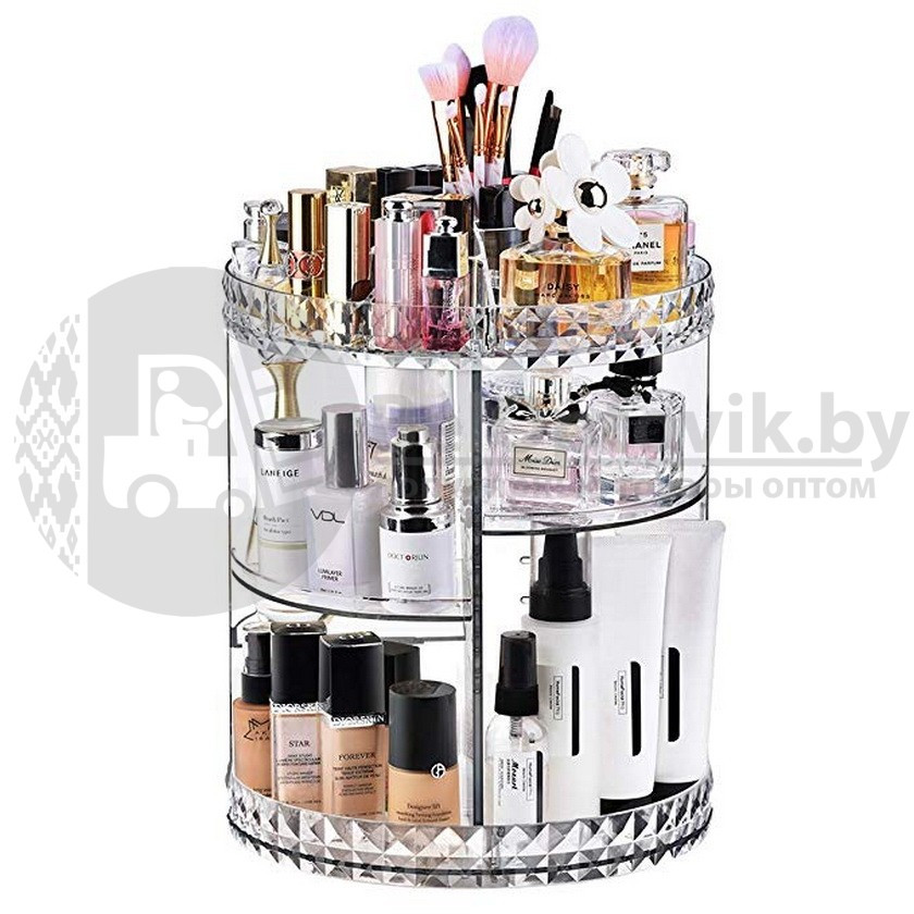 Вращающийся органайзер для косметики и украшений 360 Rotation cosmetic organizer (рифленый узор) - фото 5 - id-p181593598