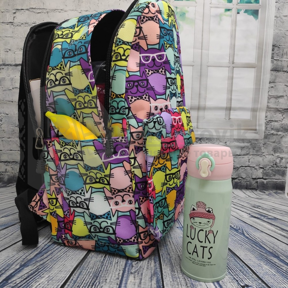 Рюкзак молодежный (школьный) с принтом. Ткань оксфорд Единорог, розовый - фото 4 - id-p181592500