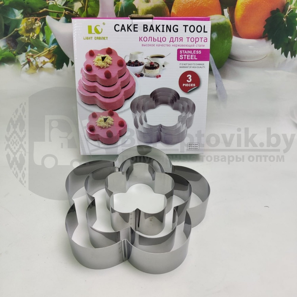 Форма для торта из нержавеющей стали Cake Baking Tool (3 шт) Цветок - фото 4 - id-p181594919