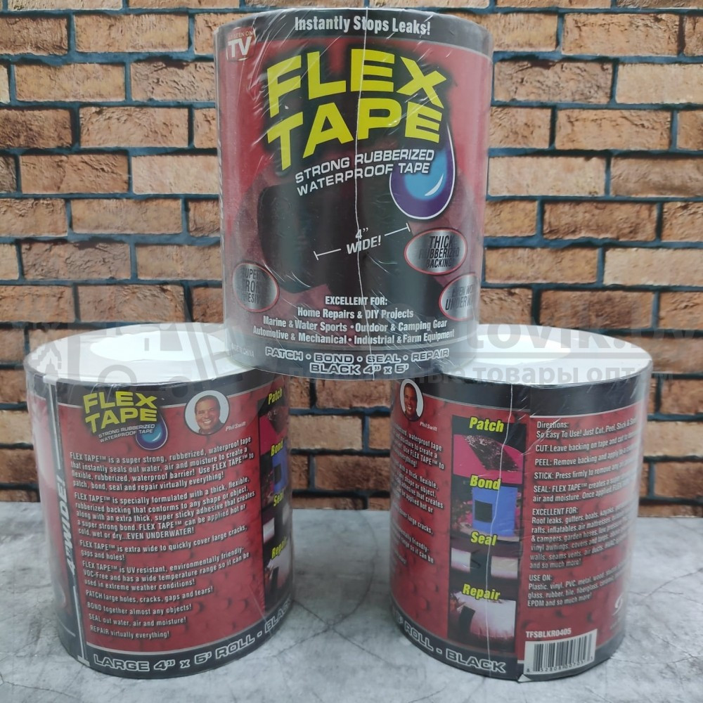 Изолента Супер Фикс водонепроницаемая, суперклейкая (маленькая) Flex Tape Флекс тайп 10.20 х 150 см, 4 дюйма - фото 4 - id-p181587567