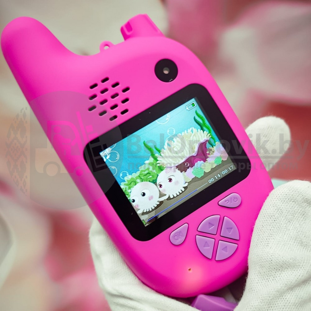 Детская цифровая камера-фотоаппарат с функцией рации Walkie Talkie (ходи-говори) Розовая - фото 8 - id-p181592526