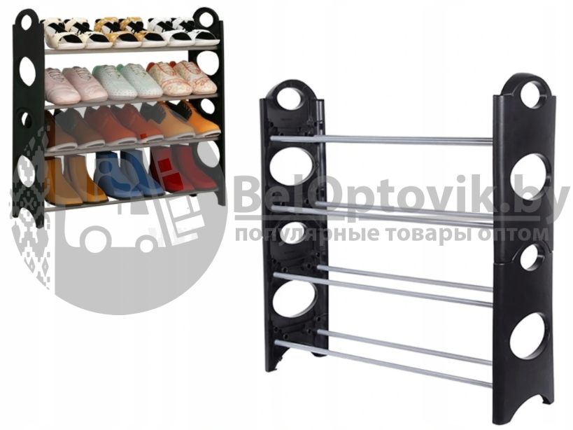 Полка - шкаф (органайзер) для хранения обуви 4 Tier Shoe Rack (Шу Рек 4 полки) - фото 2 - id-p181589419