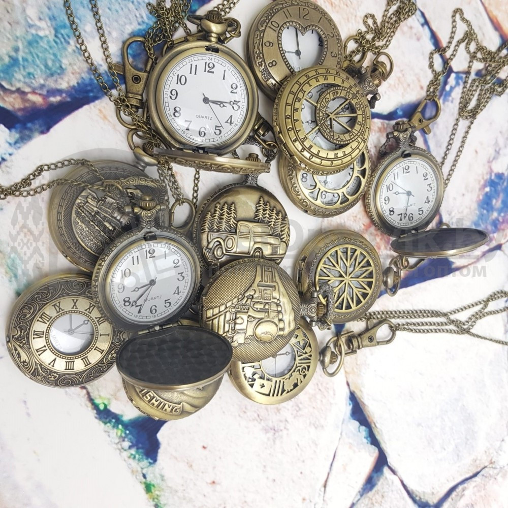 Карманные часы с цепочкой и карабином Римские цифры - фото 4 - id-p181592576