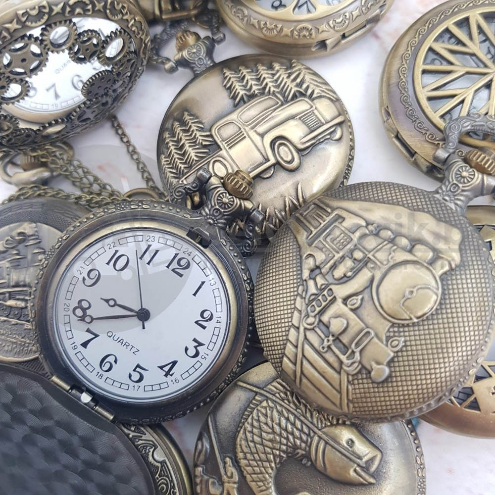 Карманные часы с цепочкой и карабином Римские цифры - фото 6 - id-p181592576