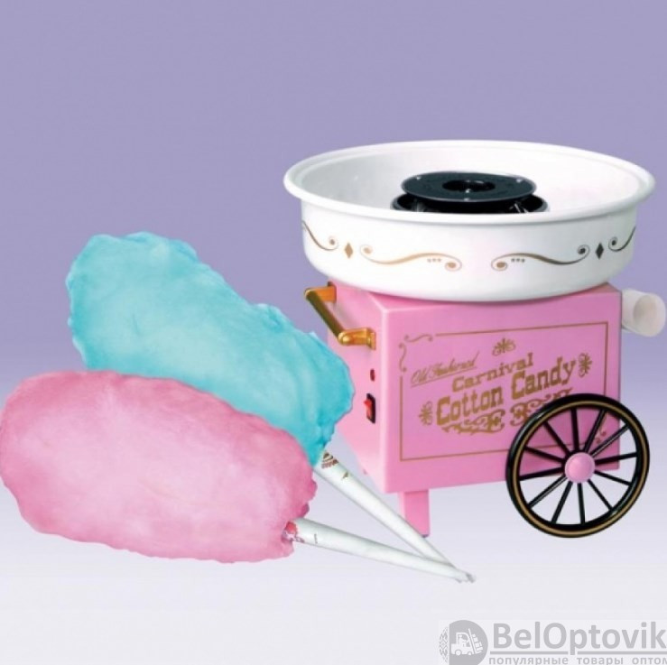 Аппарат для приготовления сладкой сахарной ваты RETRO Cotton Candy CARNIVAL, 500 W Розовая - фото 2 - id-p181591516