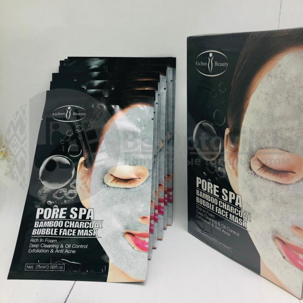 Ликвидация Листовая пузырьковая маска для лица с бамбуковым углём Aichun Beauty Pore Spa Aichun Beauty PORE - фото 2 - id-p181587643