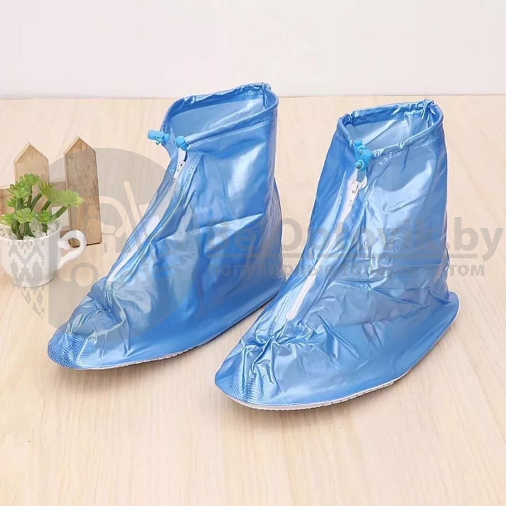 Защитные чехлы (дождевики, пончи) для обуви от дождя и грязи с подошвой цветные р-р 37-38 (М) Синие - фото 5 - id-p181591560