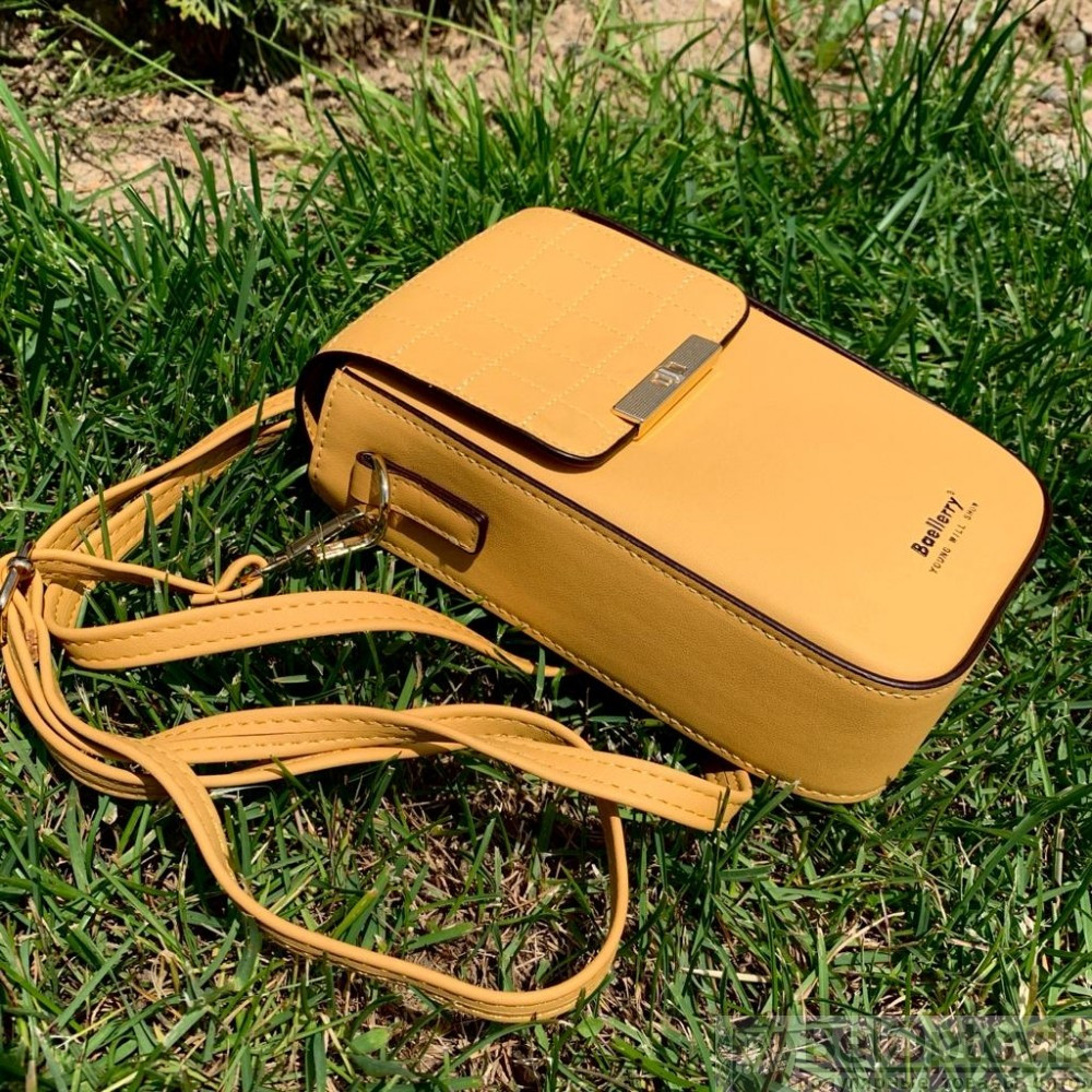 Женская сумка клатч BAELLERRY Show You 8612 для телефона с ремешком Темно-лимонная - фото 10 - id-p181602454