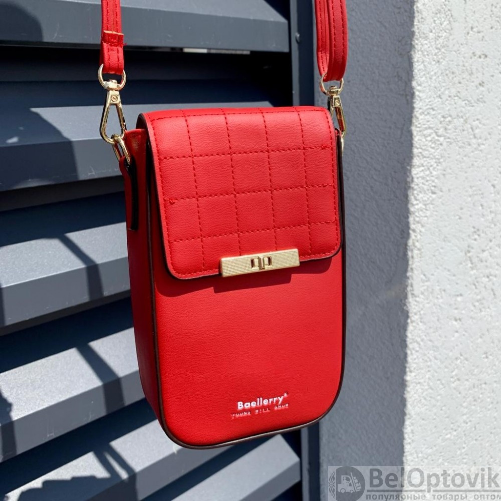 Женская сумка клатч BAELLERRY Show You 8612 для телефона с ремешком Красная - фото 4 - id-p181603185