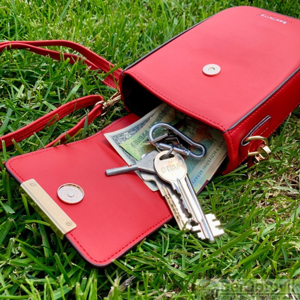 Женская сумка клатч BAELLERRY Show You 8612 для телефона с ремешком Красная - фото 6 - id-p181603185