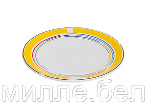 Тарелка десертная керамическая, 199 мм, круглая, серия Самсун, желтая полоска, PERFECTO LINEA (Супер цена!)